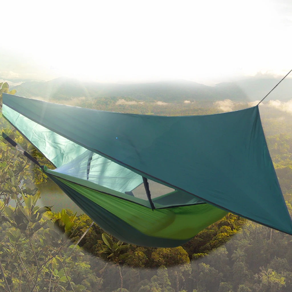 Outdoor Camping Hammock Swing Sleeping Tent Bed with Mosquito Bug Net and Waterproof Fly Tarp for Hiking Yard Backpacking