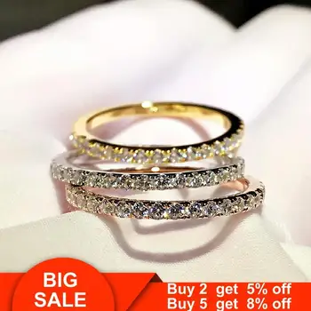 

Genuine Eternity ring Real 925 Sterling silver Pave AAAAA cz Engagement Wedding Rings for women Bridal Statement Party Jewelry