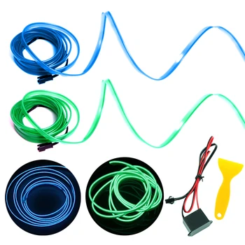 

3M Waterproof Strip Light Neon Light Glow EL Wire Rope Tube Cable+Battery Controller For Car Decoration Party