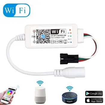 

DC5-24V Mini Wifi WS2811 WS2812B RGB LED Strip Light Controller Amazon Alexa/Google Phone Smart Voice IOS/Android APP Control