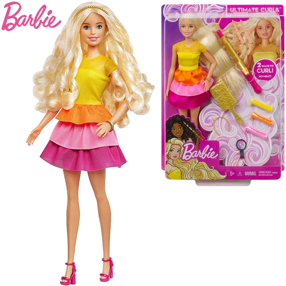 

Original Barbie Doll 2019 New Arrival Blonde Ultimate Curls Barbie Doll Collectible Pretend Princess Girl Birthday Gift GBK24