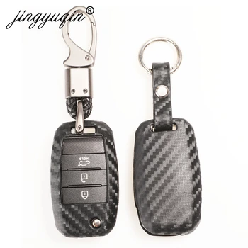 Keyforkess chiave pieghevole in Silicone per auto in fibra di carbonio per KIA Rio Sportage Ceed Sorento Cerato K2 K3 K4 K5 Flip Fob Cover Case Remote