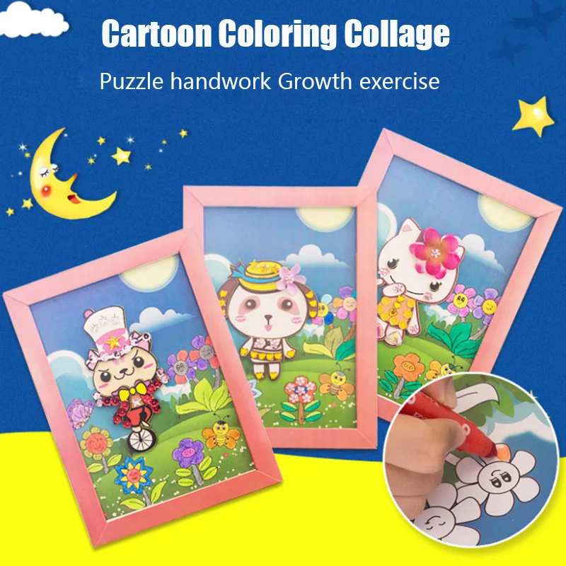 Children Puzzle DIY Crystal Mosaic Sticker Kids Educational Art Crafts Boy Girls Games Activity Handmade Coloring Christmas Gift | Дом и сад