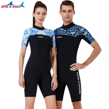 

DIVE&SAIL 3MM Neoprene Warm Bodysuit Men Women Full Body Swimsuit Scuba Diving Suit Elastic One Piece Shorts Watersport Swimwear