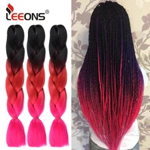 Leeons Kannekalon термостойкие синтетические огромные плетеные волосы Омбре фиолетовый блонд Jumbo вязанные крючком волосы для наращивания