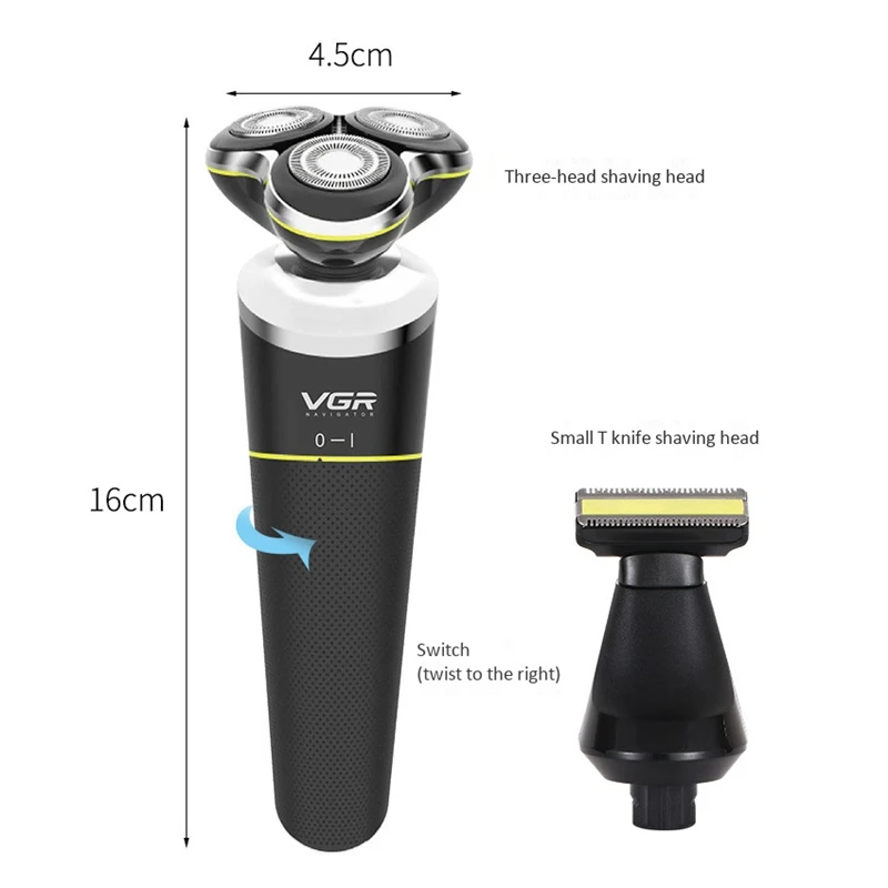 VGR V-308 электробритва 4D плавающая бритва USB Перезаряжаемый многофункциональный триммер для бороды