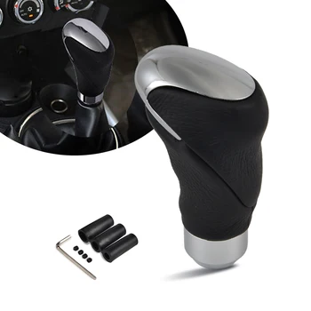 

Car Shift Fit AT/MT Leather and Metal Black Shifter Lever With Adaptors Genuine Leather & Metal