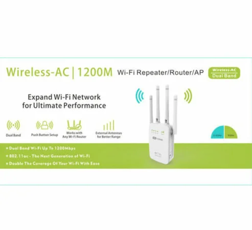 1200 Мбит/с беспроводной Wi-Fi ретранслятор усилитель-удлинитель маршрутизатор 4 антенны 2,4/5G