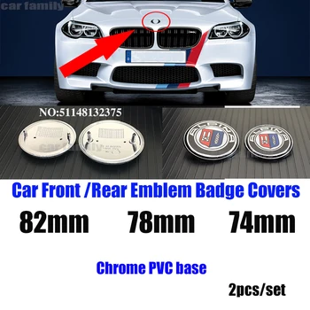 

2pcs Chrome Pvc Base 82mm 74mm 78mm 51148132375 Front/rear Emblem Badge Car Hood Logo for E46 E30 E39 E34 e60 E36 E38 M3 M5 M6