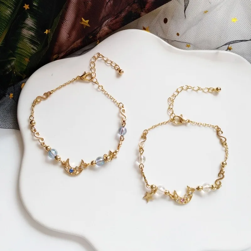 

Korean Personality Creative Metal Texture Stars Moon Bracelet Fashion Temperament Sweet Girl Women's Jewelry Accessories
