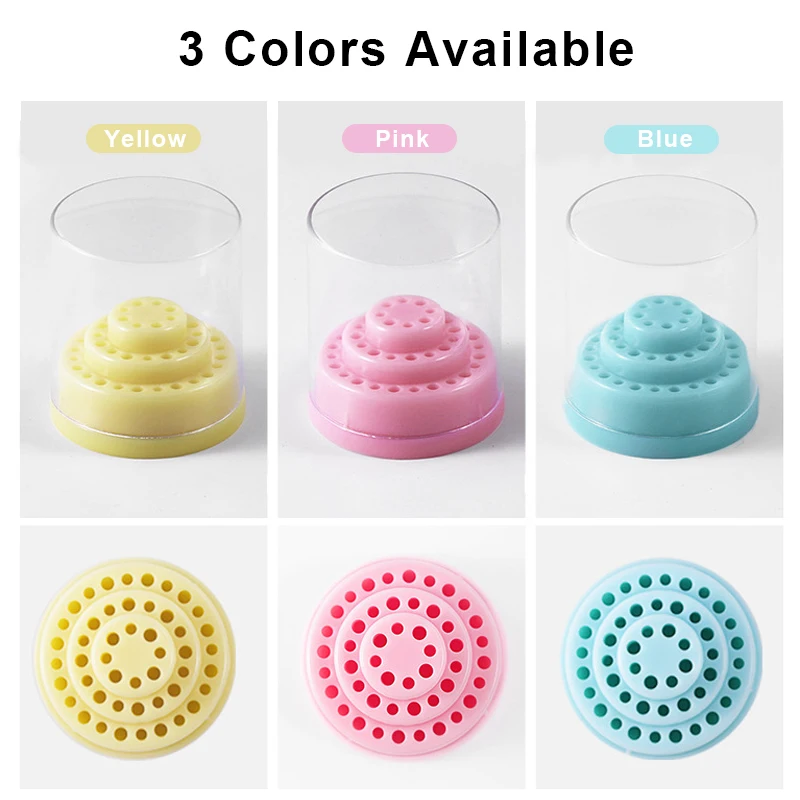 Portable 48 Holes Nail Art Drill Grinding Head Bit Clear Stand Display Storage Box Rack Nail Art Container Base Manicure Tool