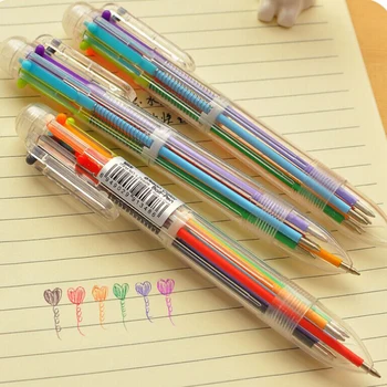 

1pcs Multicolor Ballpoint Pen Multifunction 6 In1 Colorful Stationery Creative School Supplie Ballpoint New stationery