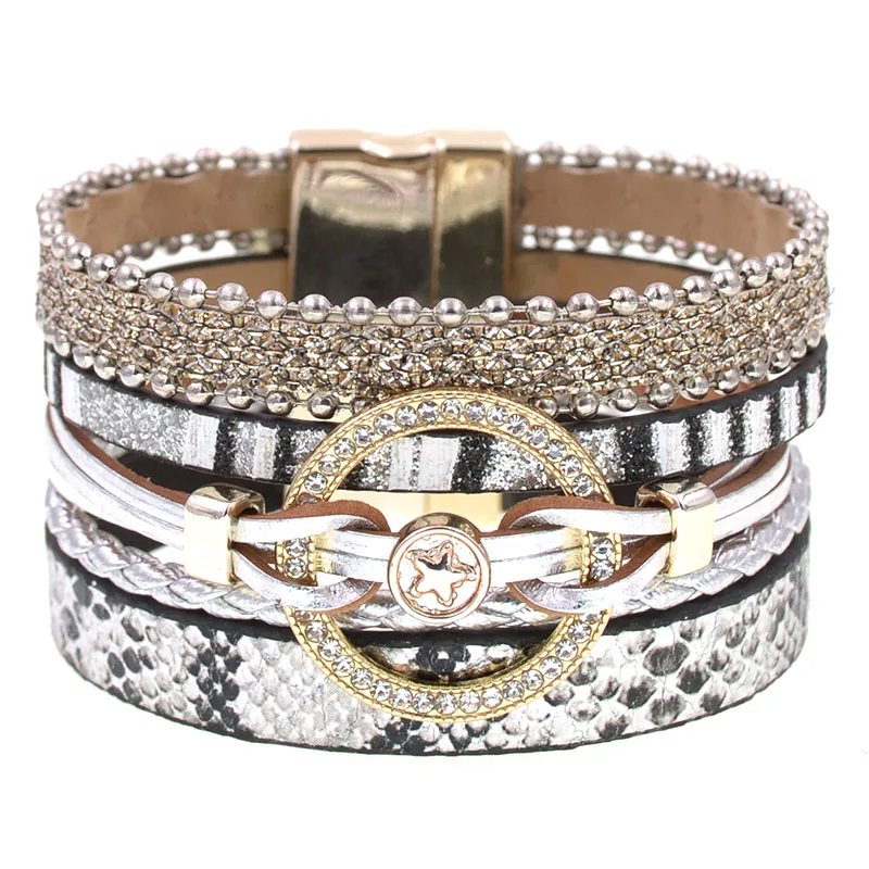 Charm Leather Bracelets bracelet jewelry For Women Trendy Boho Multilayer Wrap Bracelet Female Jewelry