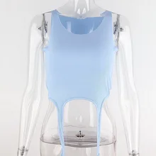 

Patchwork Irregular Fashion Sleeveless Ladies Vest Summer Streetwear 2021 Round Neck Solid Color Casual Design Ribbed Crop Top