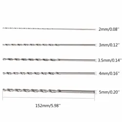 Прямая поставка 5 шт. 2-5 мм 152 мм Длинный HSS сверлильный сверло прямой хвостовик электродрель инструмент