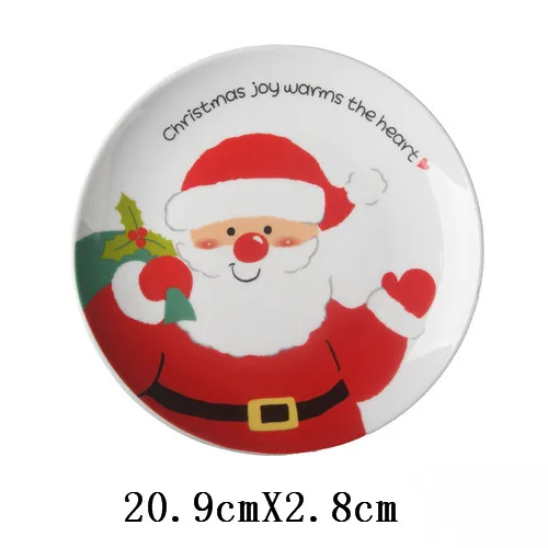 8 inch Christmas Santa Claus round ceramic dish tableware sashimi plate sushi snack cake steak salad storage decorative plate