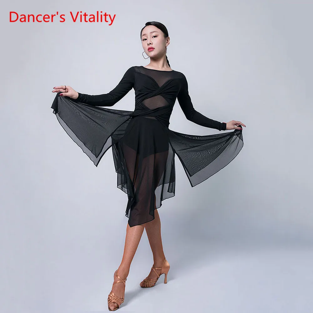 

Latin Dance New Practice Clothes Female Ault Autumn And Winter Sexy Dress Long Sleeve Competition Performance Costume