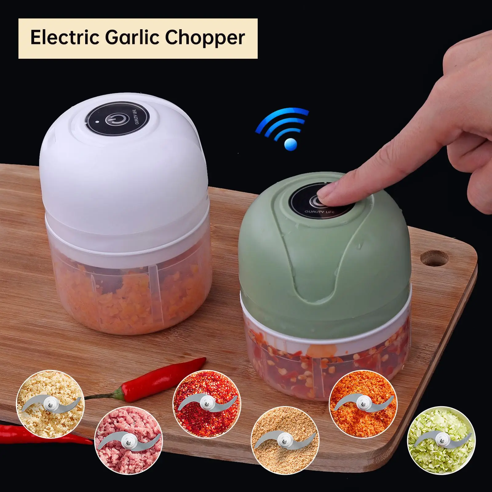 100/250mL Mini Electric Garlic Chopper USB Meat Grinder Garlic Masher