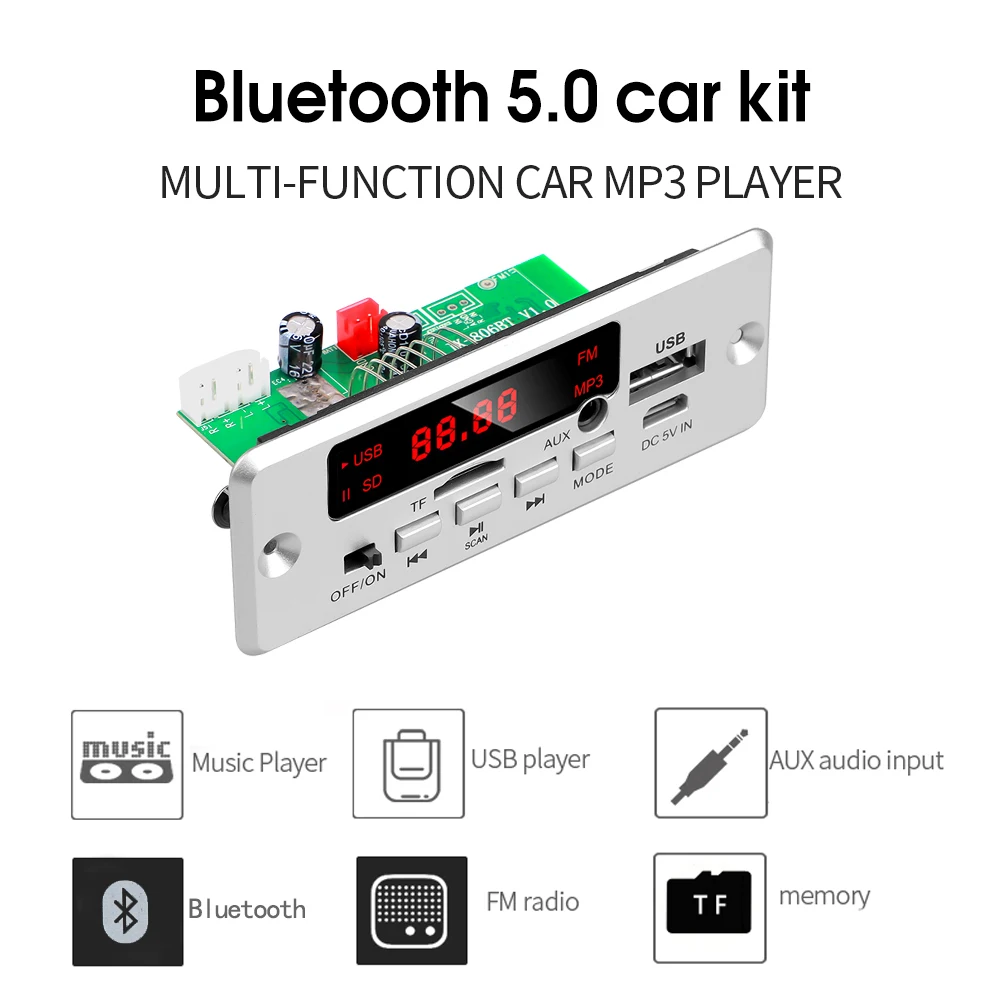 samsung mp3 player Kebidu 2*40W Amplifier MP3 Player Module Bluetooth 5.0 Decoder Board 5V-26V 80W Amplifier Car FM Radio Module mp3 players best mp3 player