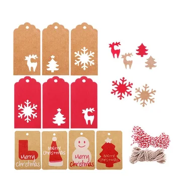 

200/240pcs Christmas Paper Gift Tags Vintage Hang Label with Twine Xmas Card for DIY Arts Crafts Christmas New Year decor