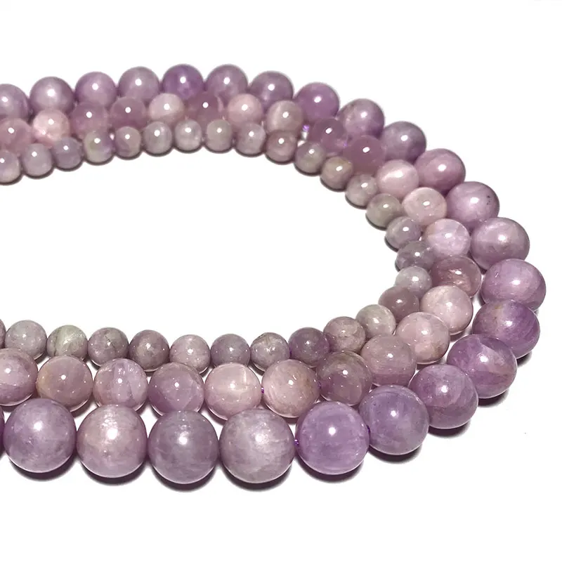 

Wholesale 100% Natural Kunzite Purple Round Gem Stone Beads For Jewelry Making DIY Bracelet Necklace Earrings 6/8/10MM 15''