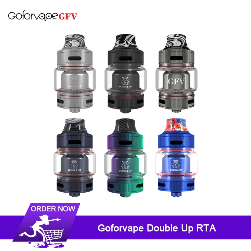

Original Goforvape Double Up RTA Electronic Cigarette tank Atomizer Dual airflow adjustment Single Coil 27mm 2ml Vaporizer RTA