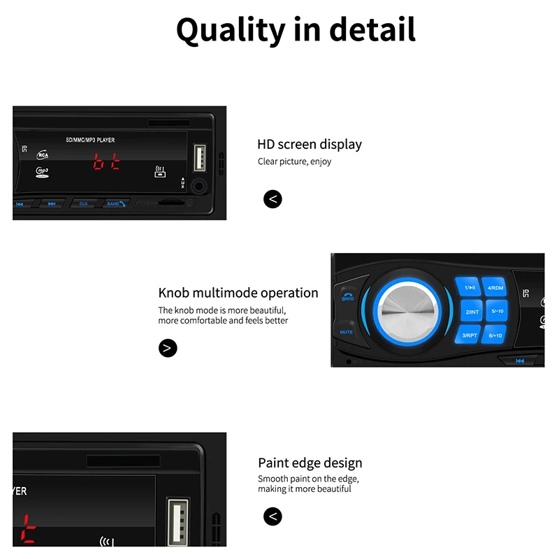 Автомагнитола 1 din автомобильный стерео MP3-плеер в тире головное устройство Bluetooth USB AUX FM радио