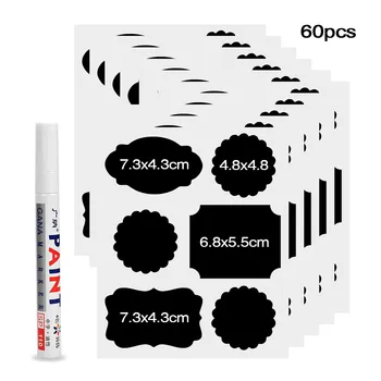 

Home Kitchen Container Spice Labels Waterproof Glass Bottle Jars Stickers with White ink Marker Pen Storage Container Stickers