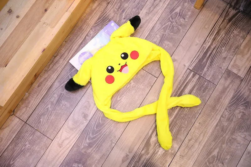 Pikachu очень мягкий детский рюкзак, Высококачественная Милая шапка, подвижные уши, мягкая кукла, сумка через плечо, Подарочный Кошелек для монет, игрушка для детей - Цвет: ear moving hat