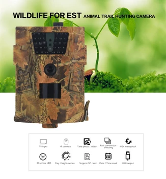 

HT-001B Trail Camera 12MP 1080P 30pcs Infrared LEDs 850nm Hunting Camera IP65 Waterproof 120-Degree Angle Wild Camera