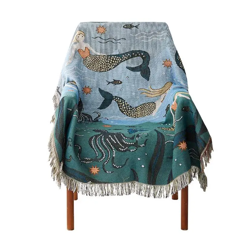 Mermaid Sofa Towel Blanket For Couch Decorative Slipcover Throws Rectangular Stitching Travel Plane Home Textile | Дом и сад