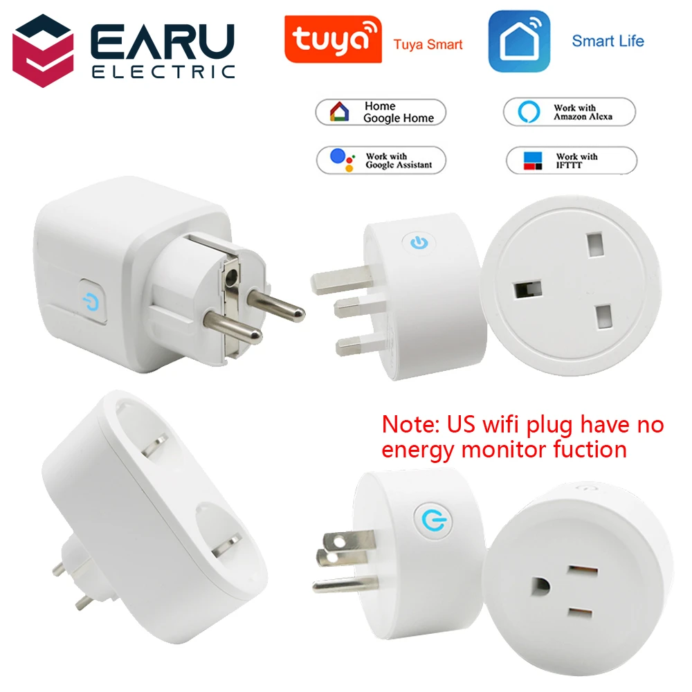 Enchufe de Alimentación inteligente con Wifi, de energía con temporizador, enchufe inalámbrico Wifi para Alexa y Google aplicación Tuya, 10A/16A, UE/EE. UU./Reino Unido|Enchufes eléctricos| - AliExpress