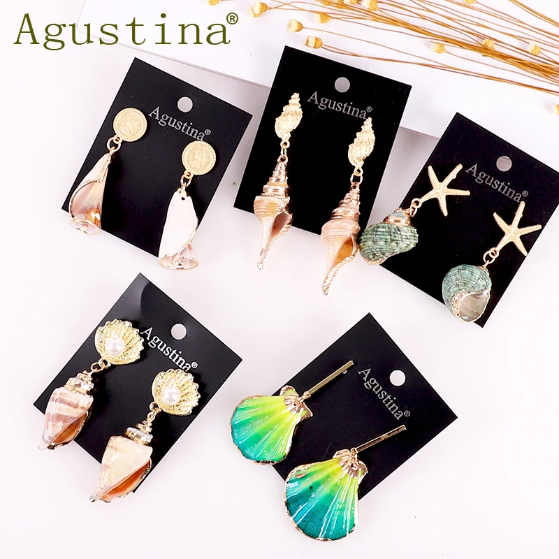 2019 натуральные сережки в виде ракушек для женщин золотой цвет геометрический