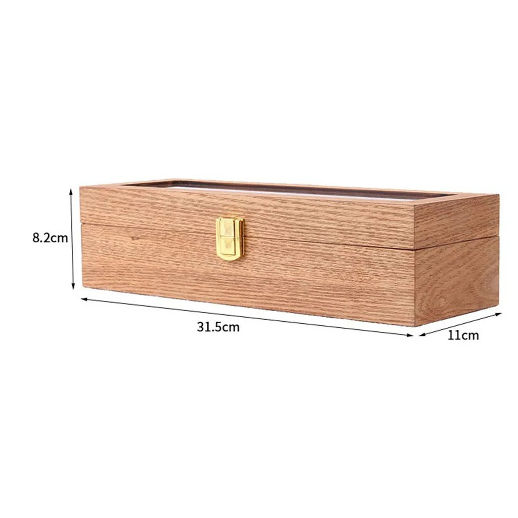 6 Slot Luxury Simple Watch Box Display Case Organizer Top Glass Jewelry Storage Box for Women Men Gift