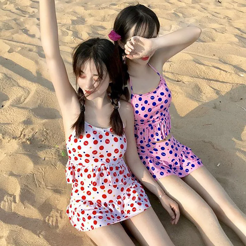 

New Style WOMEN'S Swimsuit xue sheng kuan Hipster Striped Skirt Bikini Three-piece Set Boxer Beach Bathing Suit
