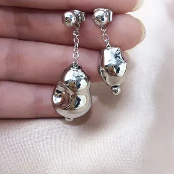 

Women's Handmade Asymmetric Drop Earrings with Chain Fashion Accessory