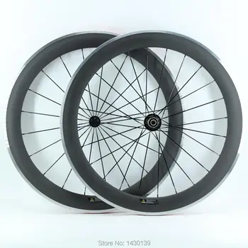

1pair New 700C 60mm clincher rims Road bike matt 3K carbon bicycle wheelset with alloy brake surface Powerway R13 hubs Free ship