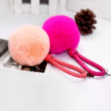 Производители оптом Pom-ключ "Помпон" кольцо кролик рекс плюшевое кольцо для ключей Подвеска плетеная веревка сумка Подвеска автомобиль брелок