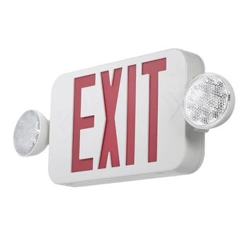 

AC120/277V Red Exit Sign LEDs Combo Emergency Light with Adjustable Two Head Backup Batterys Wall Mount Ceiling Lights