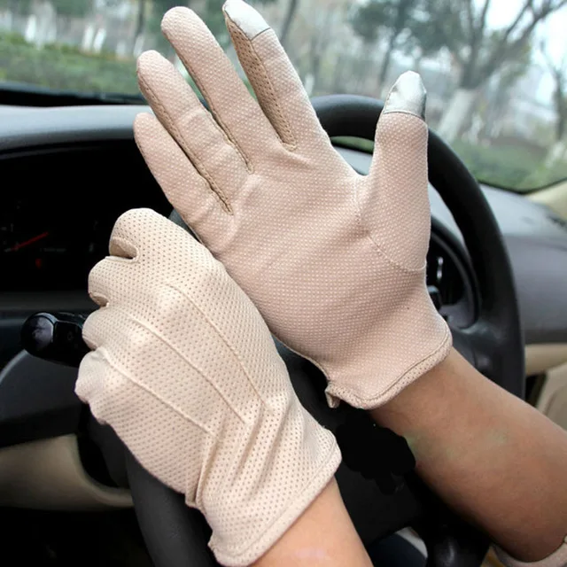 Модные мужские перчатки для вождения с сенсорным экраном, летние тонкие хлопковые перчатки для занятий спортом на открытом воздухе, фитнесом, велоспортом, солнцезащитными перчатками B94 - Цвет: L20 Khaki