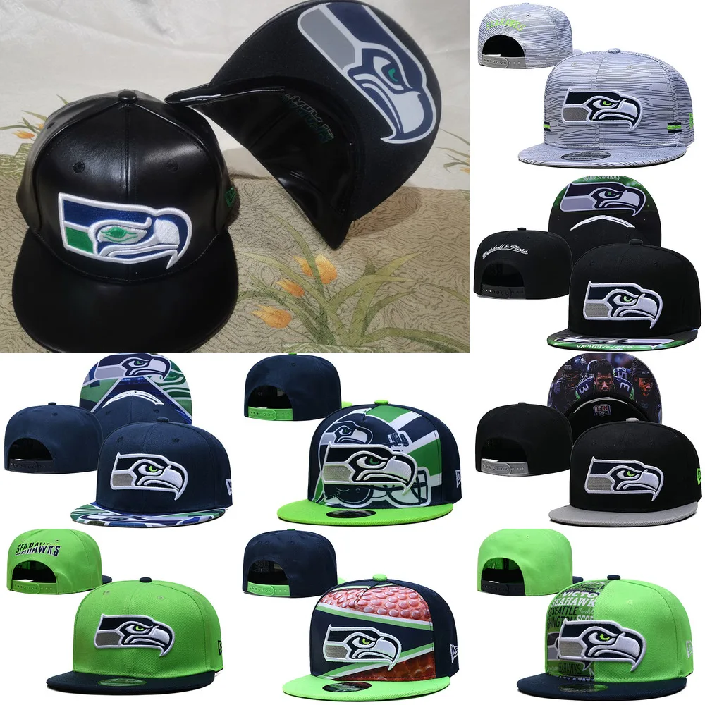 Кожаная бейсболка Seattle для мужчин и женщин двухцветная Кепка Seahawks регулируемая
