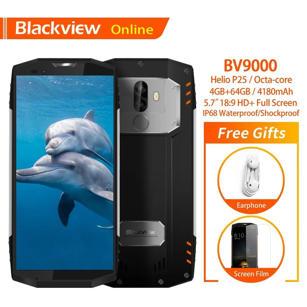 Blackview BV9000 5," IP68 водонепроницаемый смартфон 4 Гб+ 64 Гб Восьмиядерный 4180 мАч 13,0 МП 4G прочный ударопрочный мобильный телефон