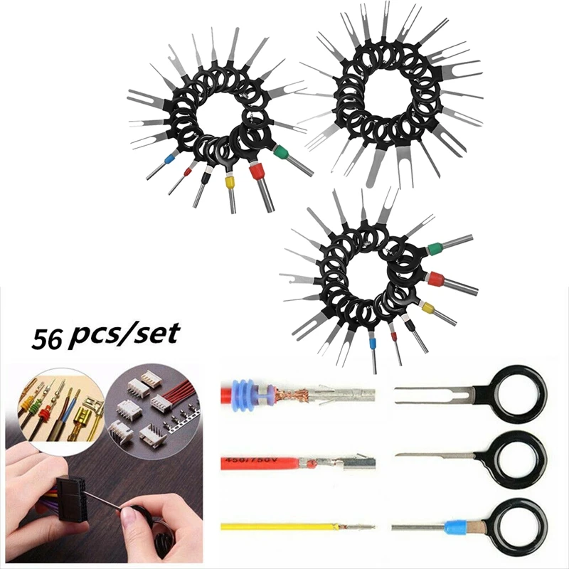 

Pins Terminals Removal Tools Kit for Car, Pin Extractor Puller Repair Remover Key Tools for Most Connector Terminal(56 Pcs)