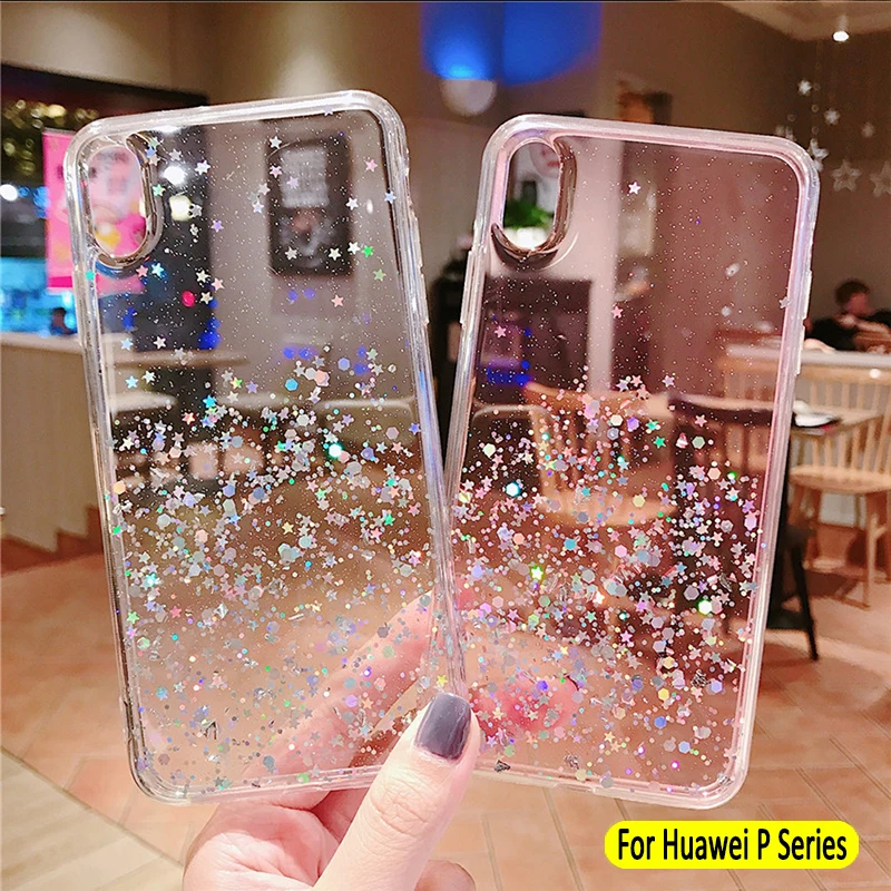 Чехол для Huawei P 30 Pro блестящие чехлы из серебристой фольги со звездами P20 P30 Lite Light