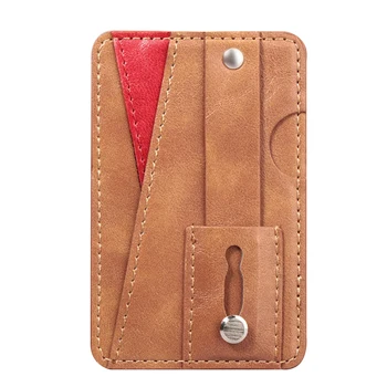 

Slim PU Leather Compact Credit Card Portable Multifunction Phone Wallet Card Holder Pouch Wear Resistant Universal Adhesive