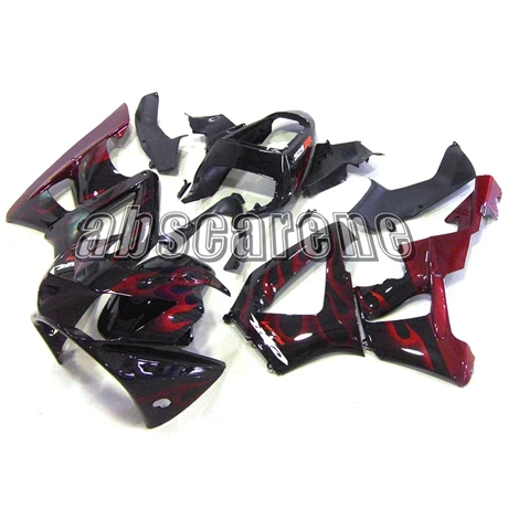 Полные Обтекатели для Honda CBR900RR 929 2000 2001 CBR 900RR 929 00 01 ABS пластик Кузов Черное и красное пламя крышки Cowls