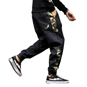 

XIU LUO 2019 New fashion camouflage patchwork hip hop jeans japanese streetwear black jeans uomo pants denim jogger male 28-42