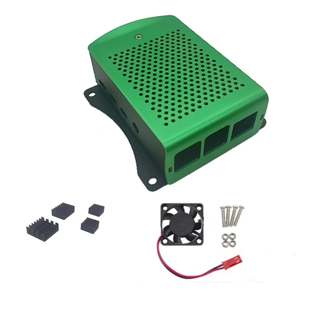 Новинка! Алюминиевый Чехол Raspberry Pi 4B, металлический корпус с радиатором+ вентилятор для Raspberry pi 4, Модель B, совместимая с Raspberry Pi 4B - Цвет: Green case