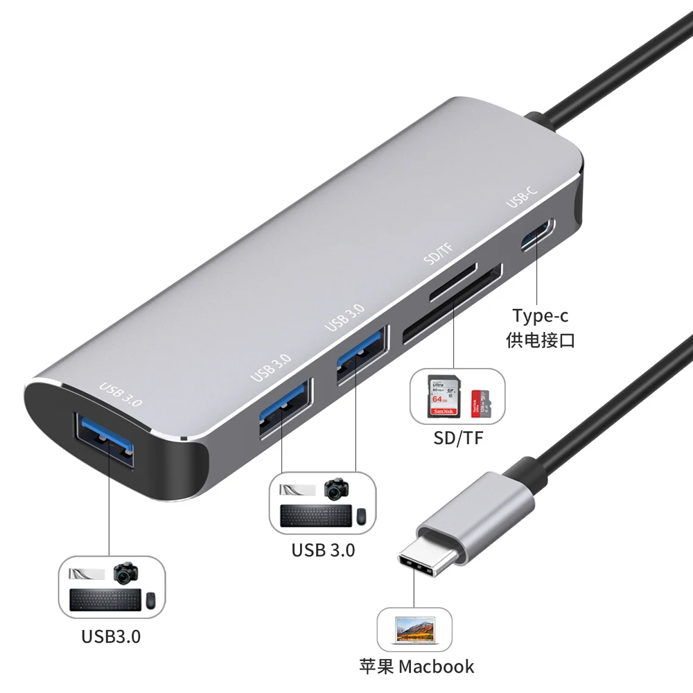 USB Hub type-c многофункциональная док-станция USB для USB 3,0x3 SD TF кардридер+ PD зарядное устройство 4K HDMi Ugreen 30hz концентратор для мульти