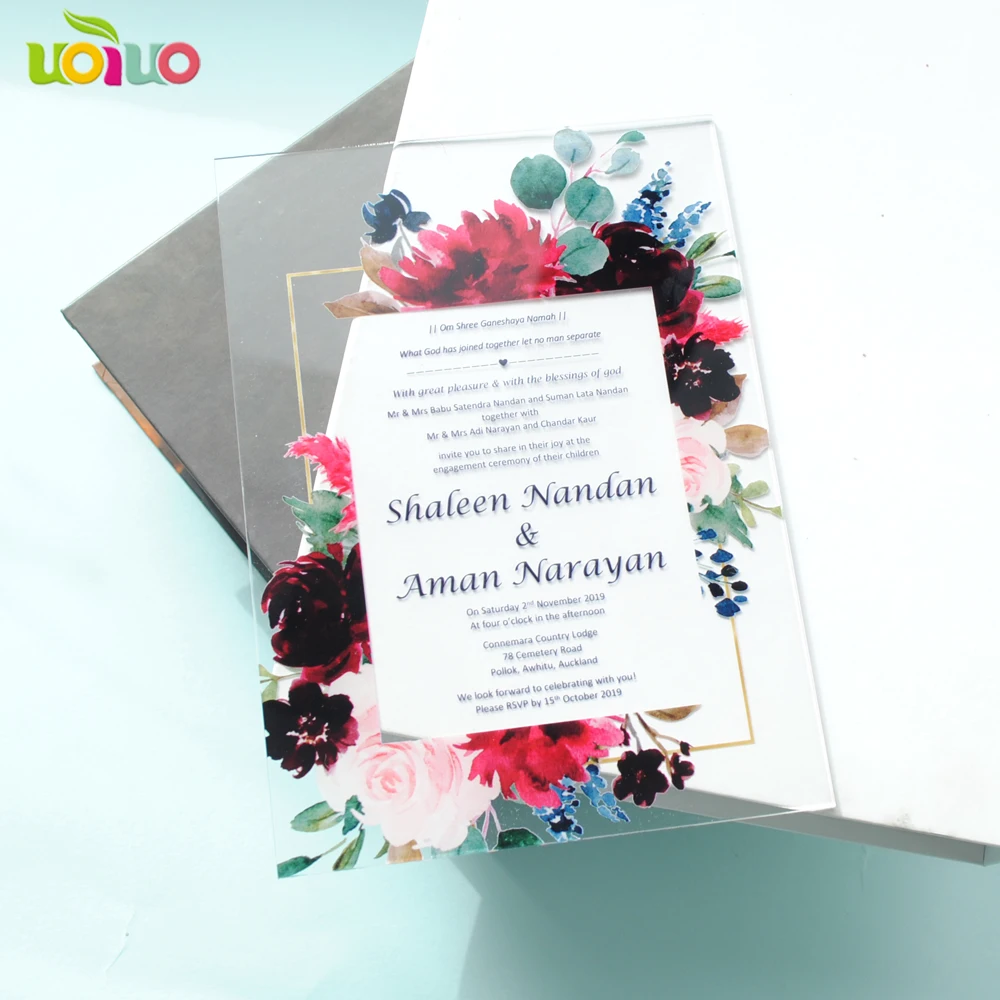 10pcs custom printing acrylic invitation card wedding invitation card